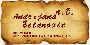Andrijana Belanović vizit kartica